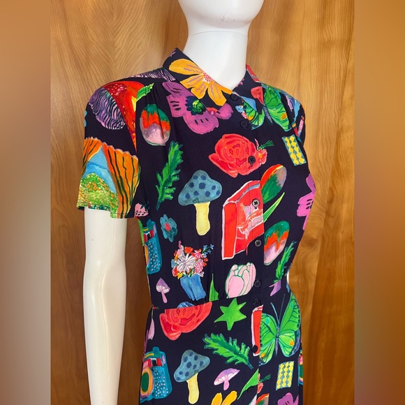 2023 Gorman mushroom fantasy dress 40’s style details Size:6 waist:27 in viscose - Picture 2 of 11